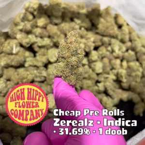 Cheap Pre Rolls - Zerealz - Economy THCa - Indica Strain - 31.69% - 1 doob